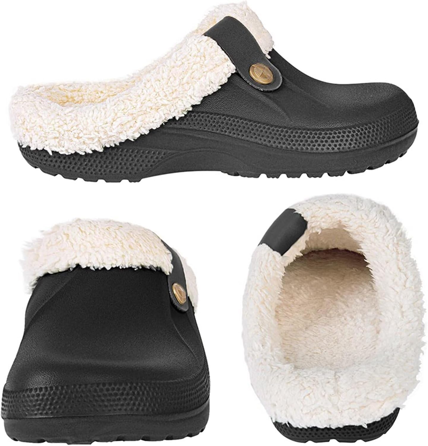 Fur Lined Clogs Waterproof Slippers Fleece Lined Clogs for Women Men Fuzzy Winter Warm Indoor Outdoor Shoes - Image 3