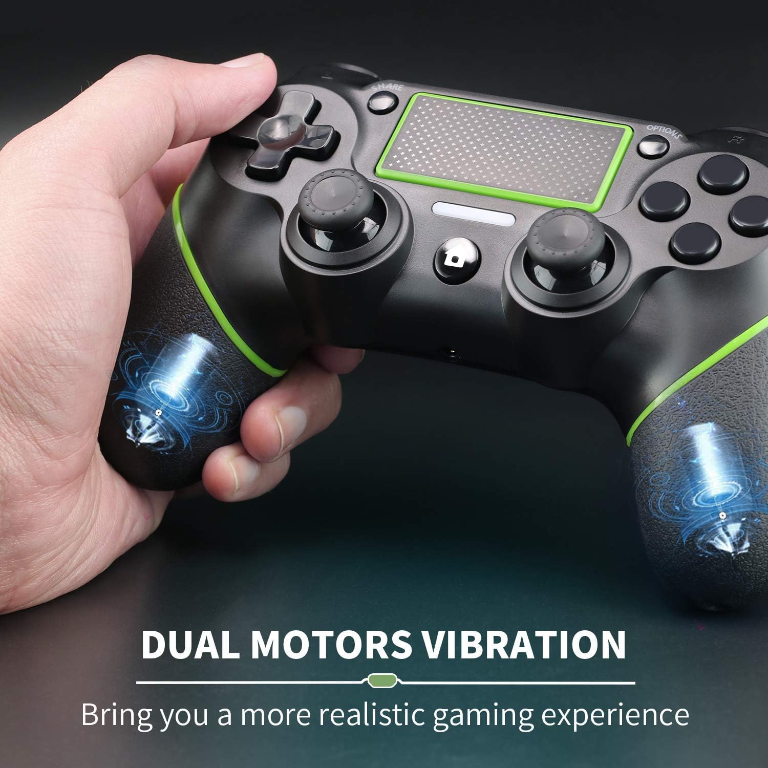 Controller Wireless per PS4, Joystick PS4 Compatibile con PS4/Pro/Slim/PC, Gamepad con Doppia Vibrazione, Sensore Giroscopio a 6 Assi, Turbo, Touch Panel, Jack per Cuffie da 3,5mm