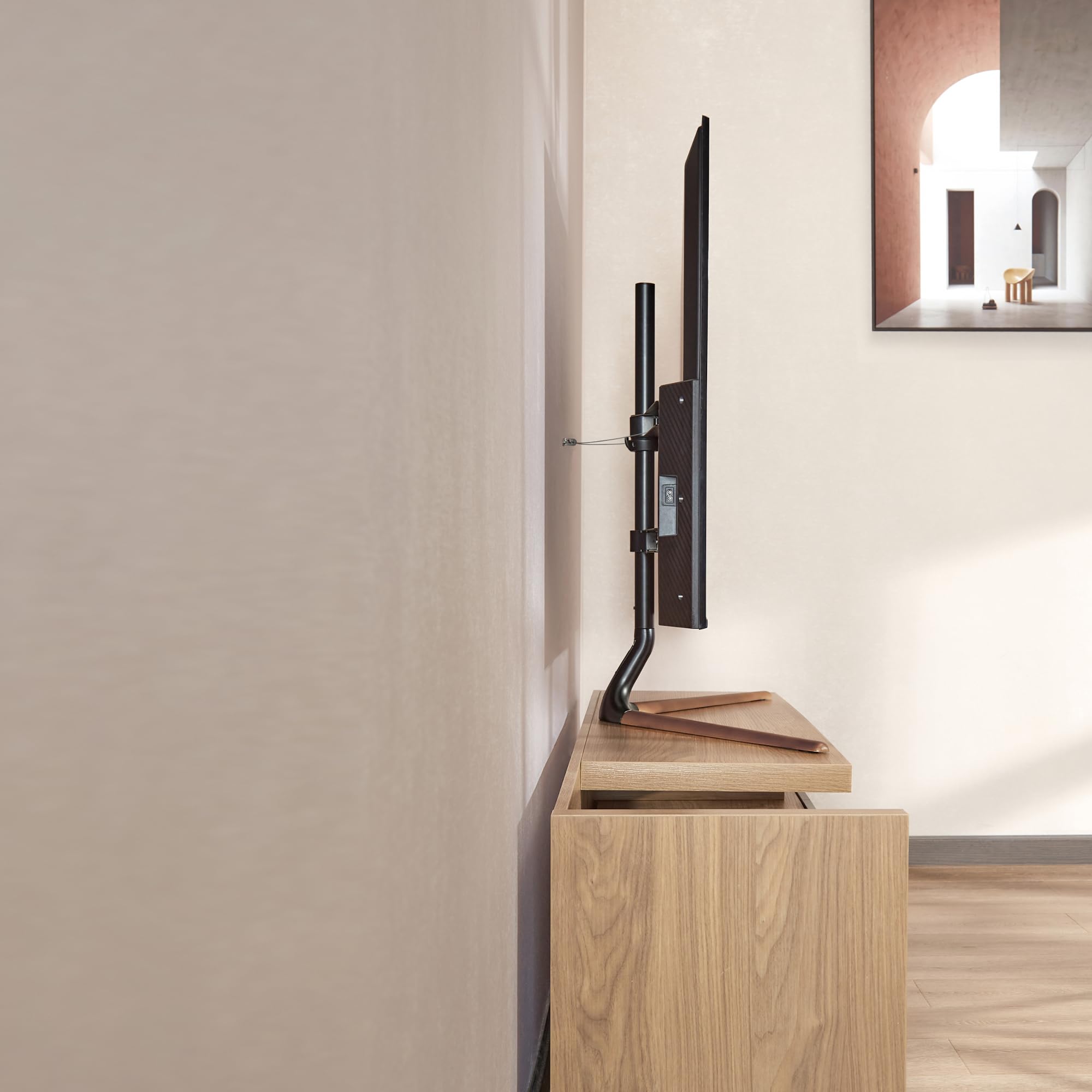 pro.tec Support TV Écrans Jusqu'à 70 Pouces VESA de 200 x 200 à 600 x 400 mm Capacité de Charge 40 kg Pivotant de +70° à -70° Acier Aluminium Hêtre 77 x 97 x 35 cm Noir Effet Bois