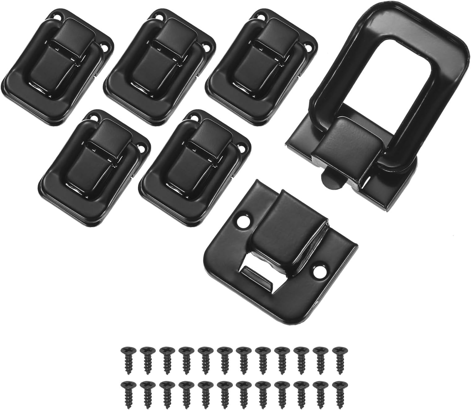 6 Pack Toggle Catch Lock, 1.57 x 1.06 in Metal Hasp Latches Decorative Clasp with Screws for Jewelry Case/Wooden Boxes/Suitcase, Retro Style Clasp [Black]