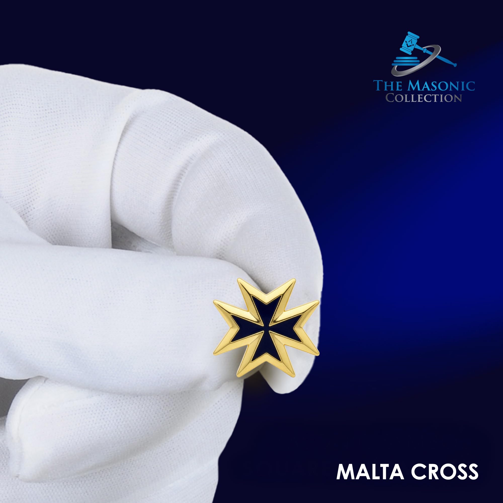 THE MASONIC COLLECTION - Insignia chapada en oro de los Caballeros de Malta - Ajuste de pin de embrague - Viene en bolsa transparente - Regalos masones para hombres