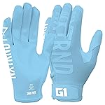 Nxtrnd G1 Youth Football Gloves, Kids Sticky Receiver Gloves (Columbia Blue, Youth Medium)