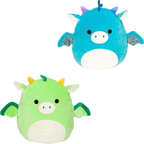 Squishmallows Peluche Kellytoy oficial de dragón de 12 pulgadas, uno de los dos estilos en la imagen puede variar, Dexter o Tatiana