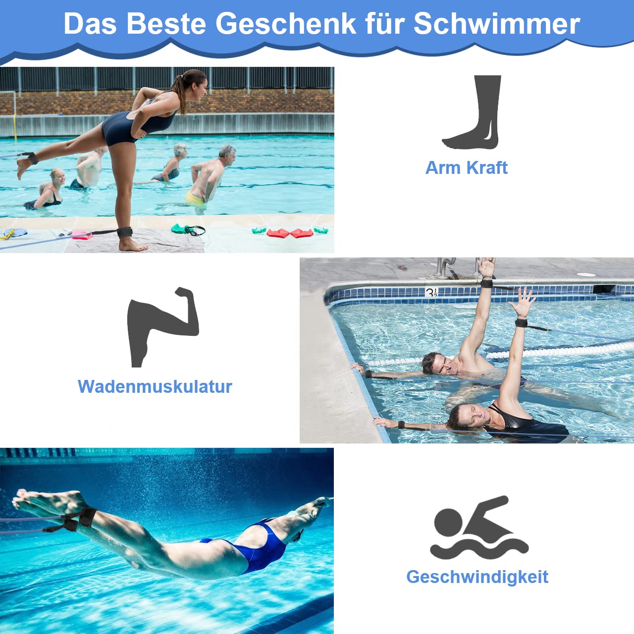 Schwimmtrainingsgürtel Für Erwachsene - Widerstandsgürtel Für Pool Training