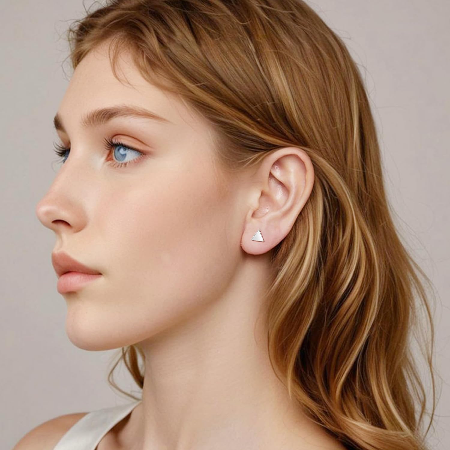 20G Tiny Triangle Stud Earrings for Women Silver Plated Hypoallergenic Cute Geometric Mini Small Ball Screw Back Studs Minimalist Cartilage Tragus Post Dainty Birthday Party Jewelry Gifts - Image 5