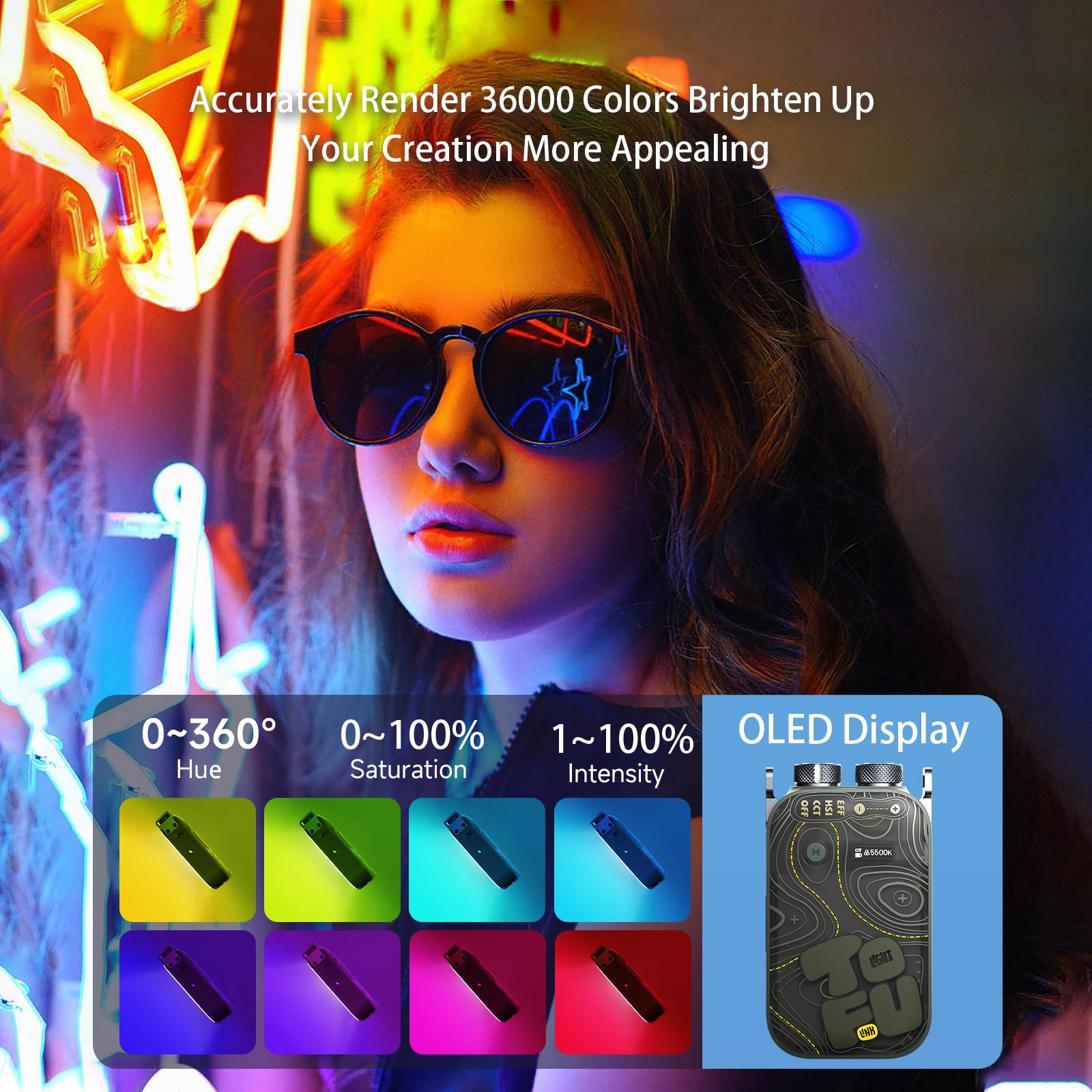 Photoolex RGB LED Videoleuchte, Tragbare Kamera Licht,7500mAh Akku TOFU-BRO