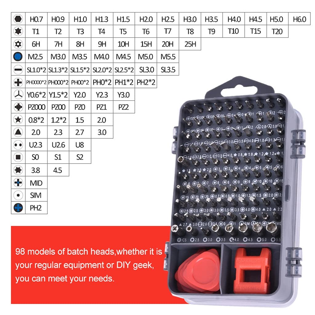 Juego de Destornilladores Torx magnético bits Juego de Puntas de Destornillador de precisión 135 en 1 Kit de Herramientas manuales de reparación para teléfono móvil