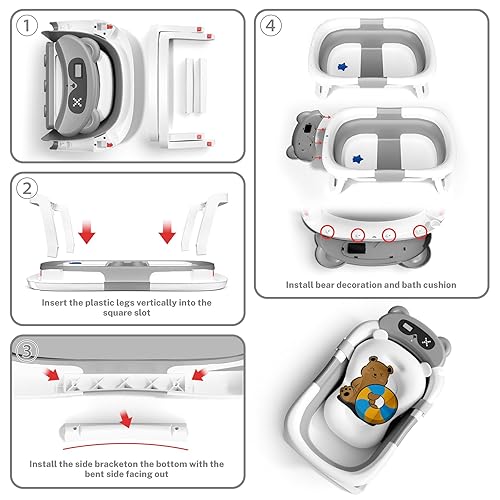 Miniatura 4 de AVIDOR Bañera para bebé, bañera plegable para recién nacidos a niños pequeños, bañera esencial duradera para bebés, bañera portátil de viaje para