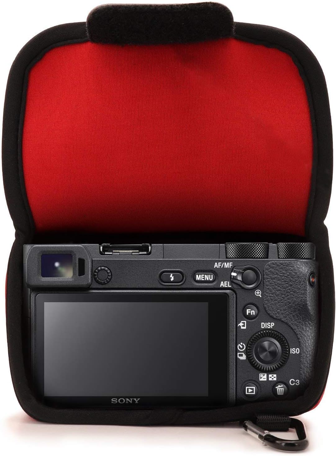 Best Deal 🛒 MegaGear MG064 Ultra Light Neoprene Camera Case Compatible with Sony Alpha A6400, A6500, A6300, A6000 (16-50 mm)-Red (MG067)