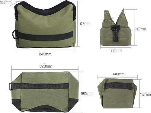 Vista 3 de Twod Outdoor Shooting Rest Bags - Target Sports Bench Rest with Front & Rear Support SandBag Stand Holders for Gun Rifle Shooting Hunting Verde