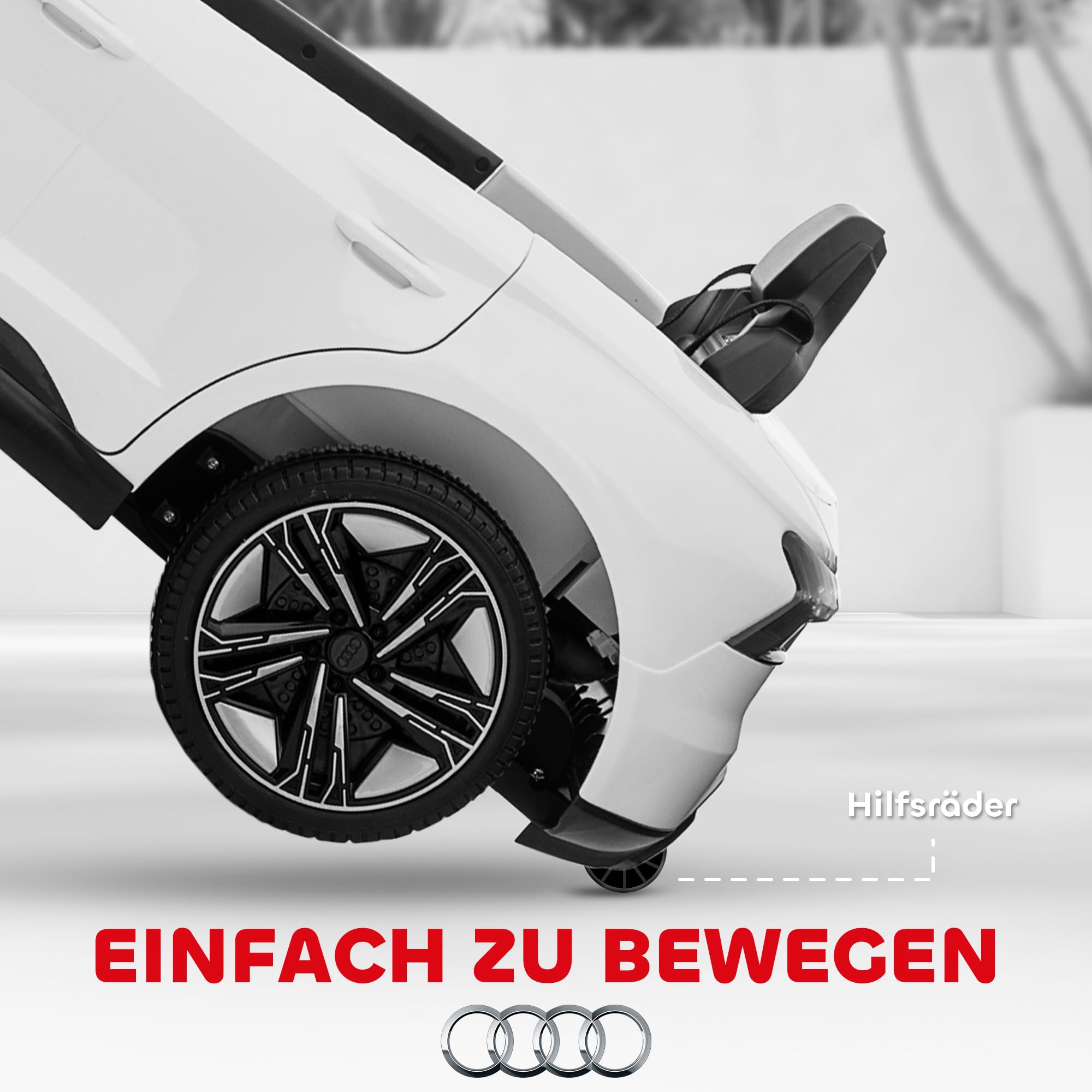 HOMCOM Samochód elektryczny dla dzieci, samochód dziecięcy z pilotem zdalnego sterowania, Audi RS e-tron GT, pojazd dziecięcy z pasem bezpieczeństwa, klaksonem, muzyką i reflektorem, do 5 km/h, dla