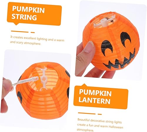 Miniatura 5 de Uonlytech 2 juegos de calabaza linterna iluminación cadena cadena cadena luces al aire libre Bling decoración de la habitación luces LED calabaza