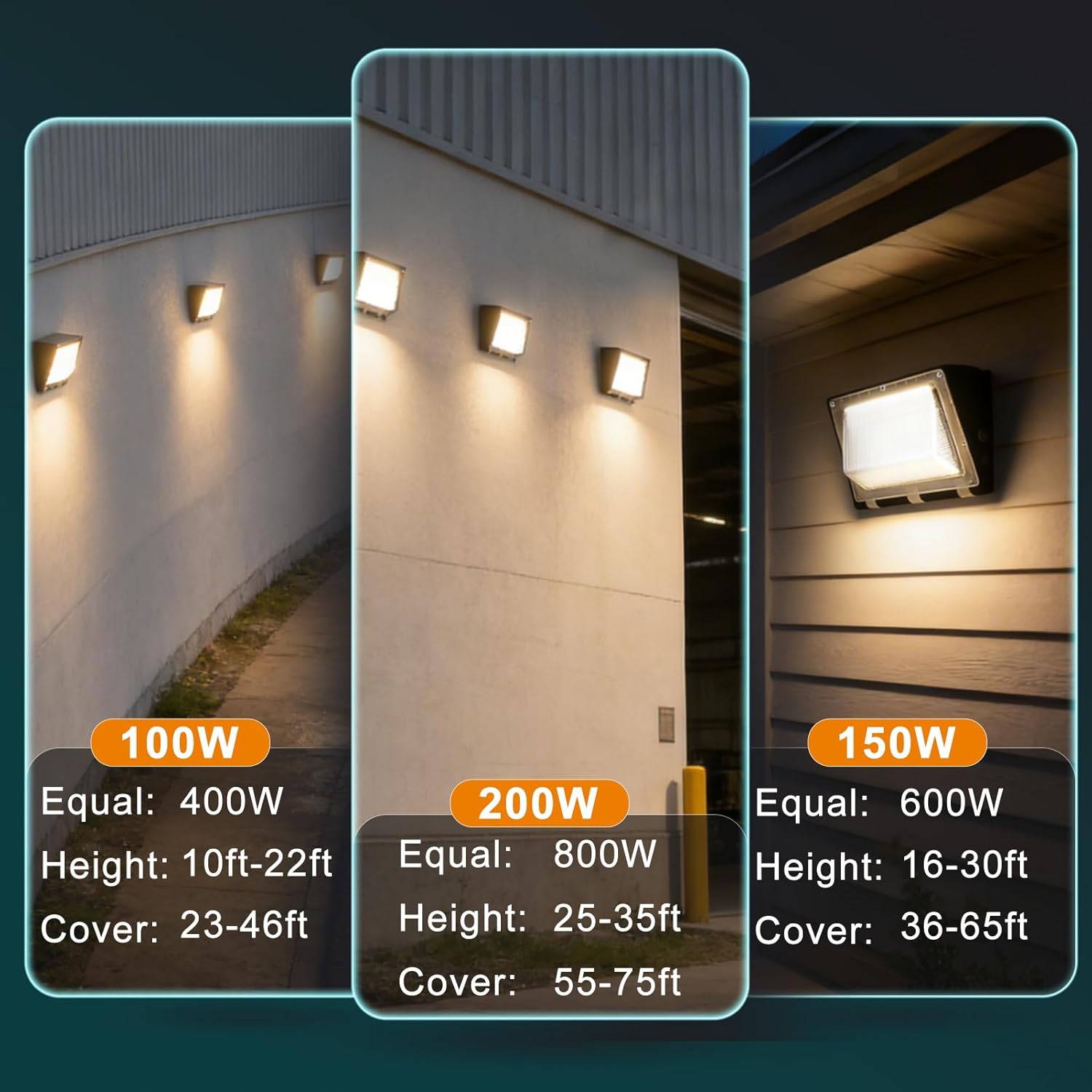 Lightdot 6Pack 200W LED Wall Pack Lights, 3CCT Selectable (3000K/4000K/5000K), 100-277v Dusk to Dawn with Photocell 30000Lm 5000K IP65 Outdoor Exterior Lighting for Warehouse, Garage(Height:15~30ft)