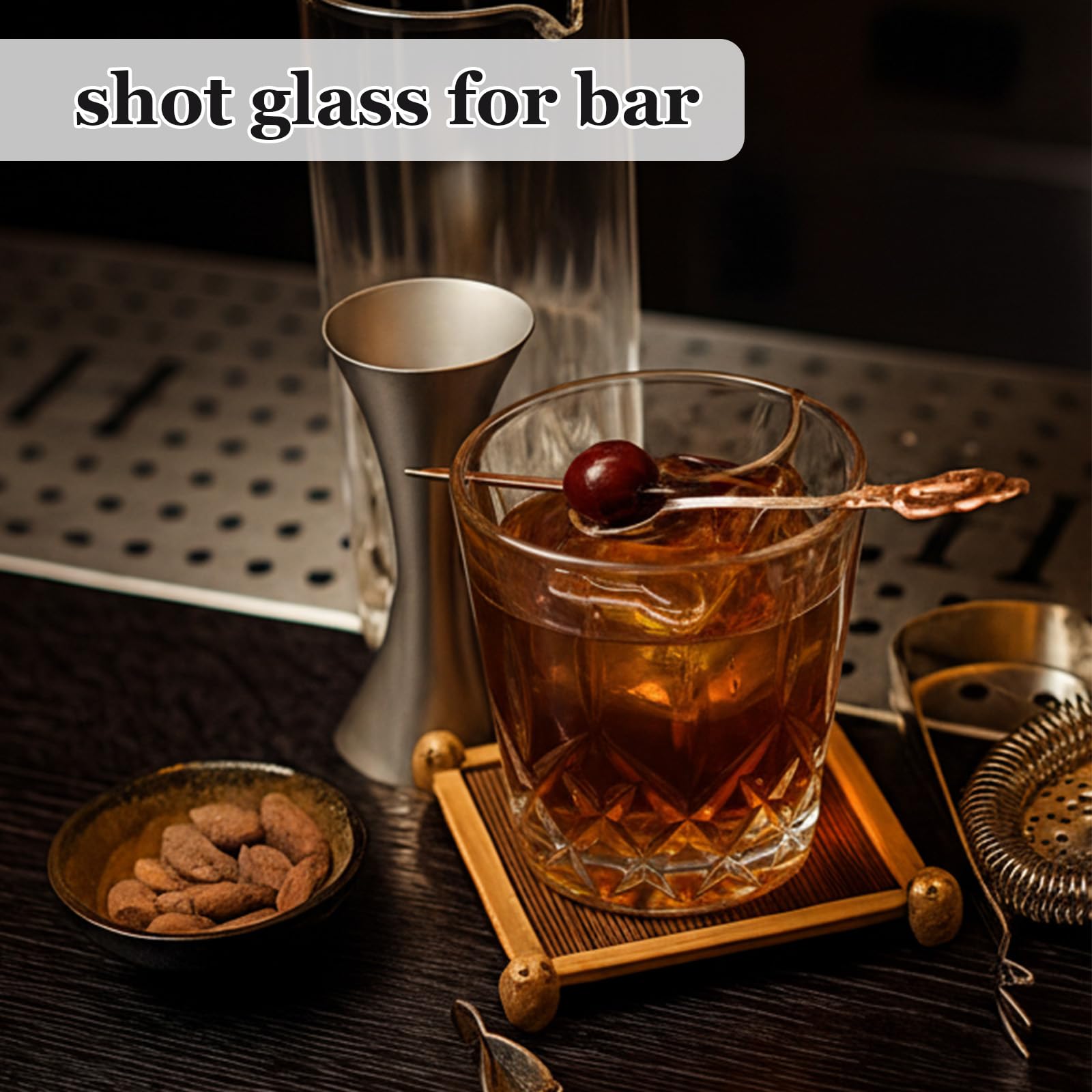 Ruckae Lot de 12 verres à shot de 42,5 g avec plateau en cristal transparent pour vodka, tequila, whisky, liqueur