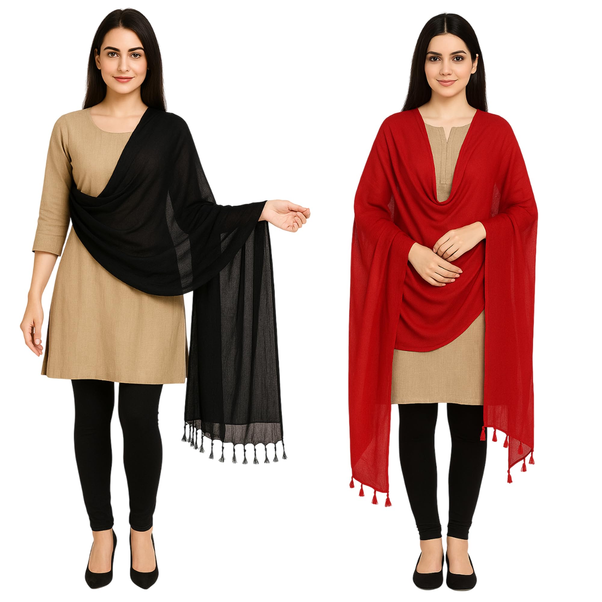 ignoto Combo of 2 Women's Rayon Cotton Blend Dupattas – Soft, Lightweight & Breathable Ethnic Scarves for All Seasons-picture-22