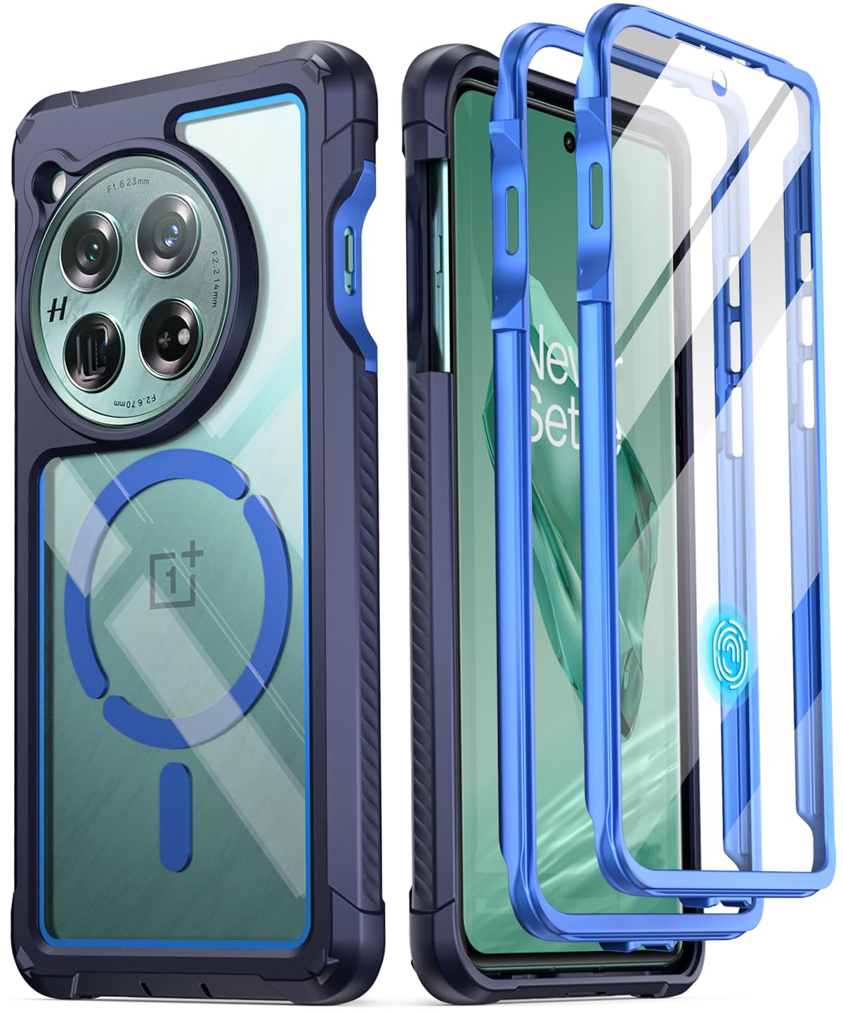 Poetic Guardian Case Compatible with OnePlus 12 5G (2024), Built-in Screen Protector 【Work with Fingerprint ID】, Full-Body Hybrid Shockproof Protective Rugged Clear Cover Case, Black/Clear