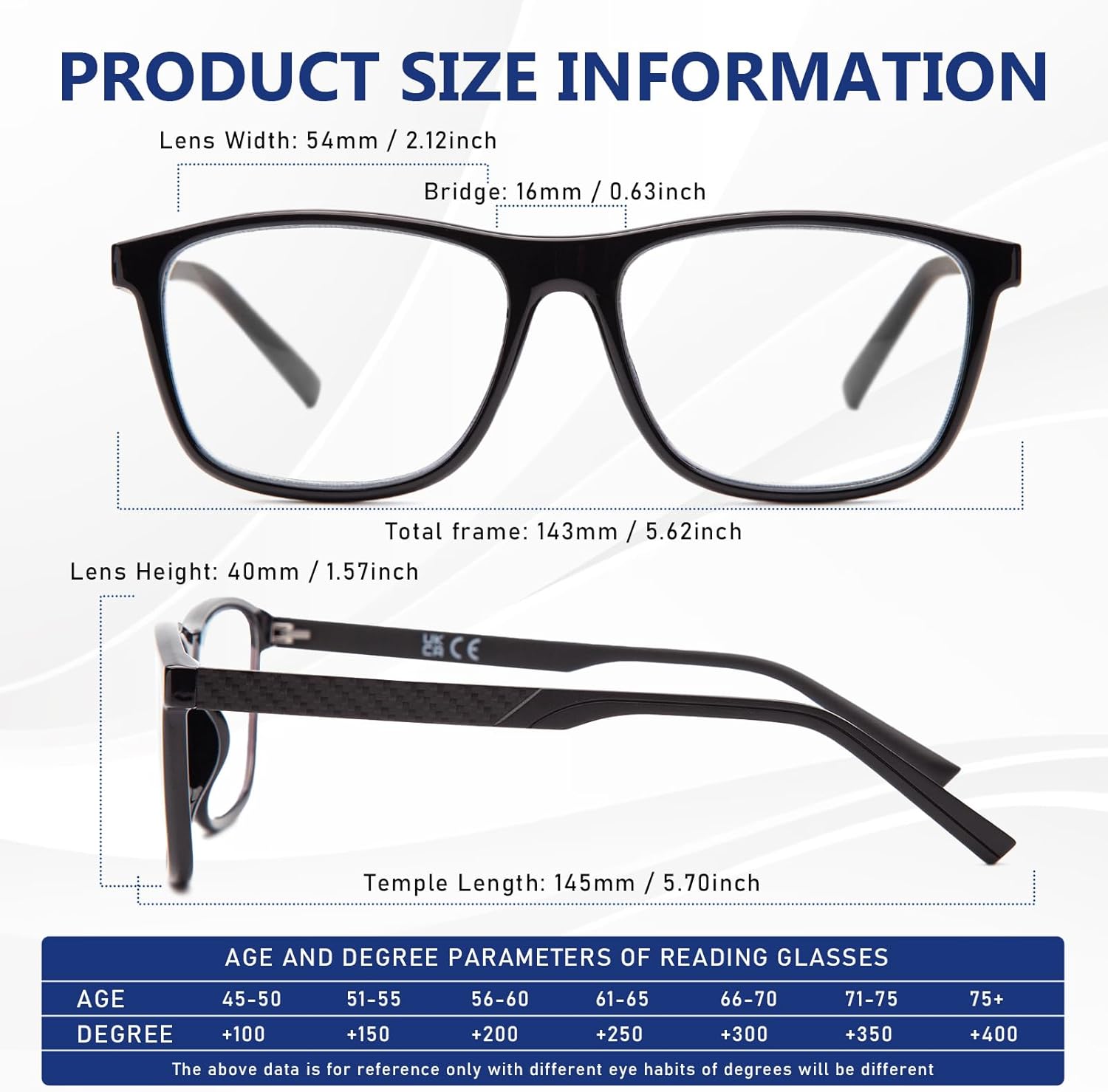 Progressive Multifocus Reading Glasses Men TR90 Frame Lightweight Trifocal Transition Computer Readers Near Workspace Anti Blue Light Black 2.25 - Image 6