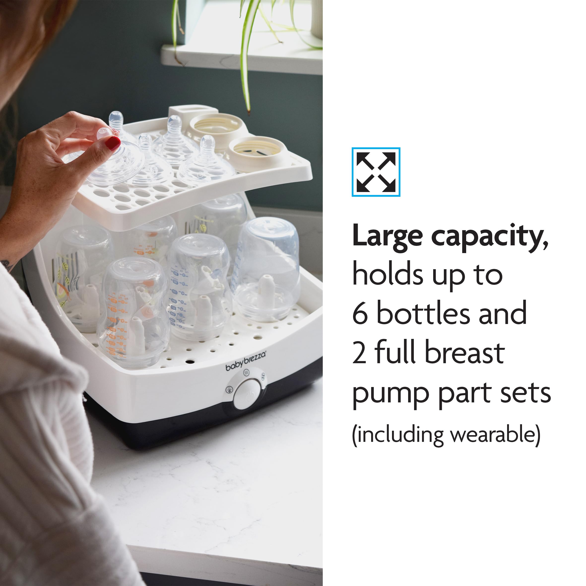 Baby Brezza SuperFast Steriliser Dryer – 10 Minute Fastest Baby Bottle Sterilisers – One-Step Steam & Dry for Bottles, Pump Parts, Dummies & Accessories – Large Universal Capacity — view 4