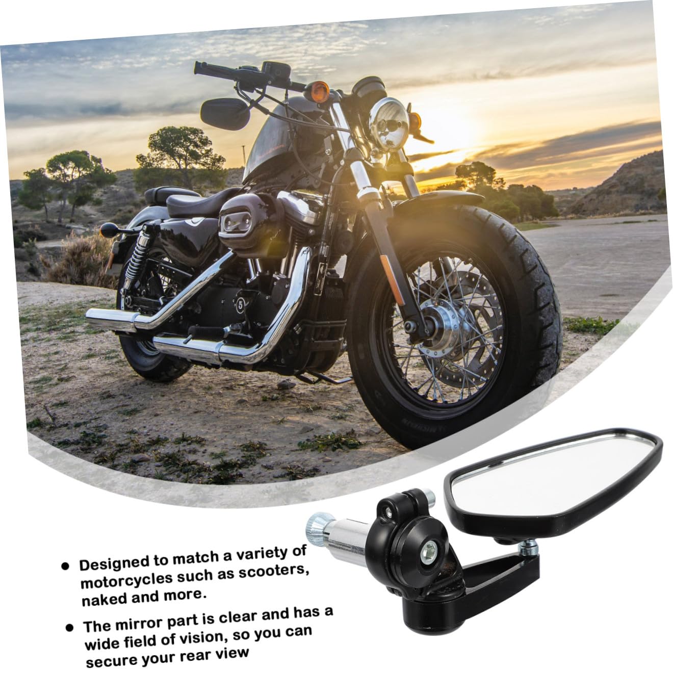 iplusmile Specchietti Moto Bar End in Lega di Alluminio Neri 22mm Set di 2 per Scooter e Naked Retrovisori ad Alta Definizione per Guida Sicura