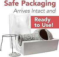 Vista 4 de Wiosi Chiminea Mediana para Exteriores Hogar de Arcilla Gris con Tapas de Lluvia de Chimenea y Soportes de Metal Sólido - Chimenea de Terracota Gris