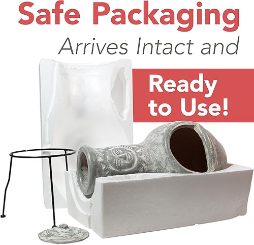 Miniatura 4 de Wiosi Chiminea mediana para exteriores, chimeneas de arcilla gris con tapas de lluvia de chimenea y soportes de metal sólido, chimenea de terracota