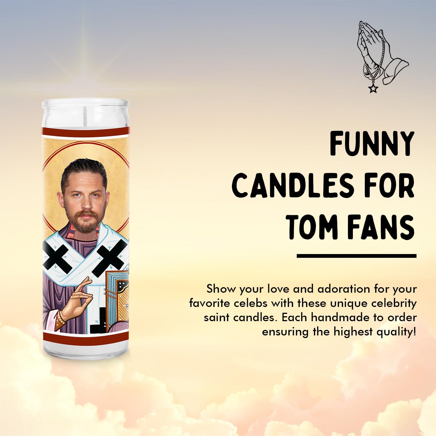 Tom Celebrity Glass Jar Candle – Hardy Votive Candle – Unique Gift for Dark Peaky Knight Blinders TV Show and Movie Lovers – Home Decor Collectible for Alfie Solomons Fans
