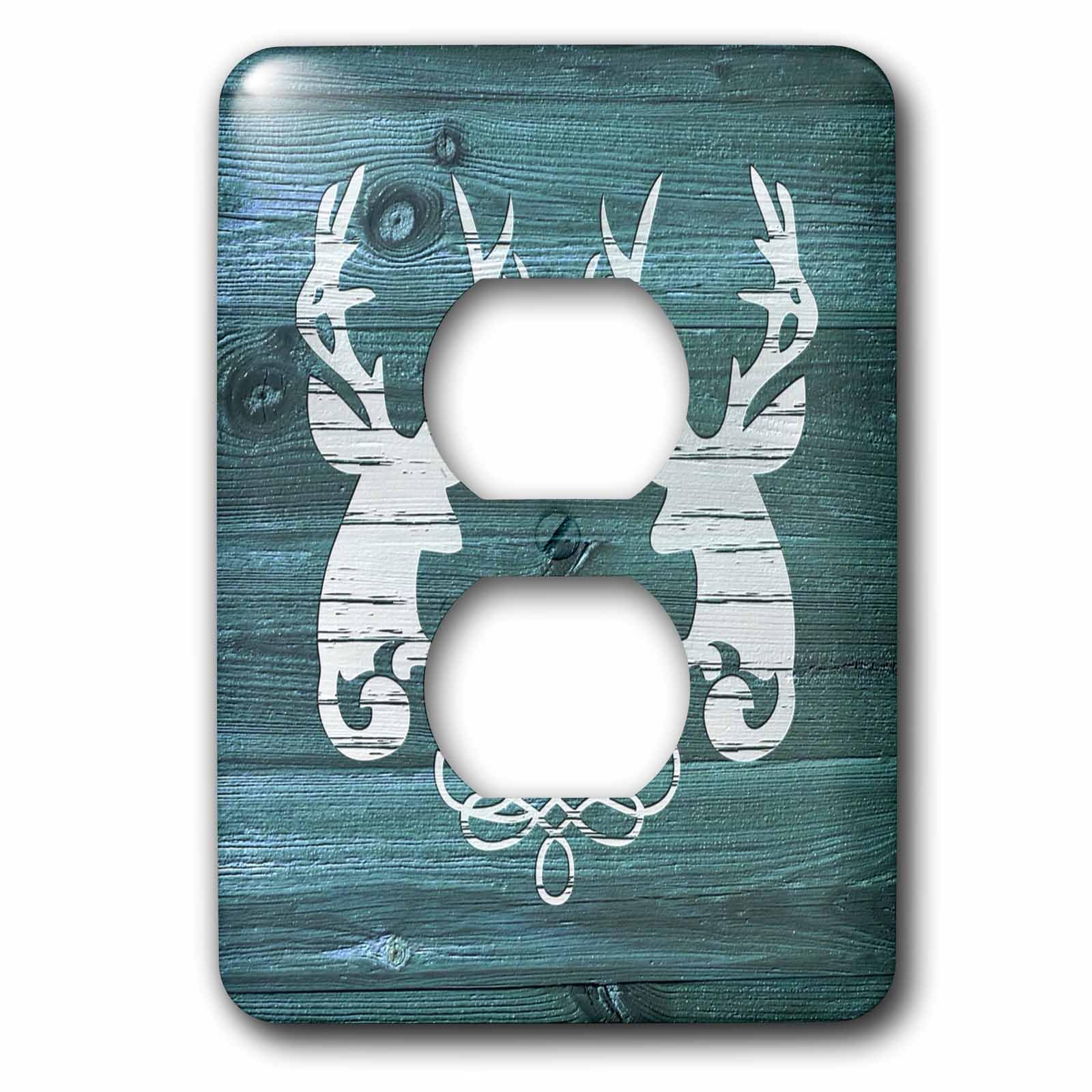2 têtes de cerf effet bois bleu 3dRose lsp_262011_6 lot de 2 interrupteurs