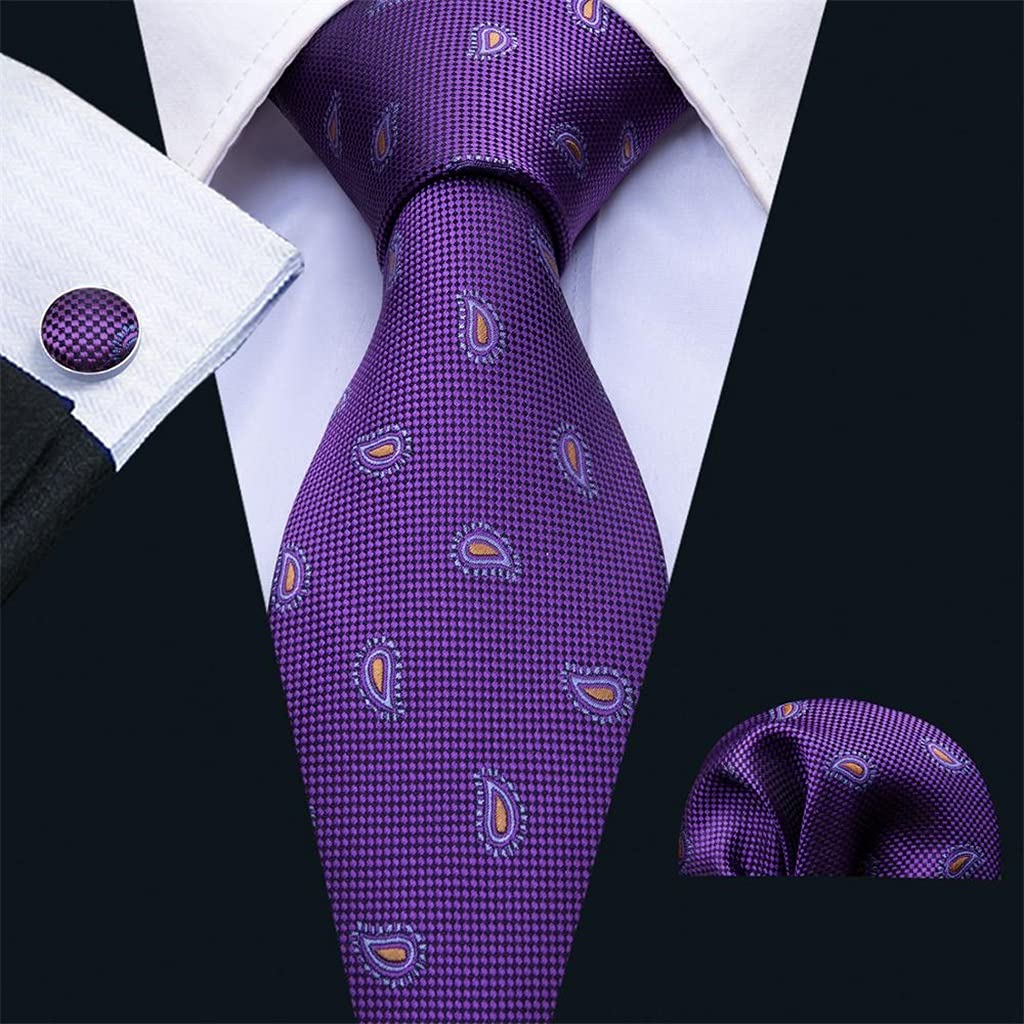Corbata de Hombre Corbatas de Seda moradas para Hombre Conjunto de Corbata y pañuelo de Boda