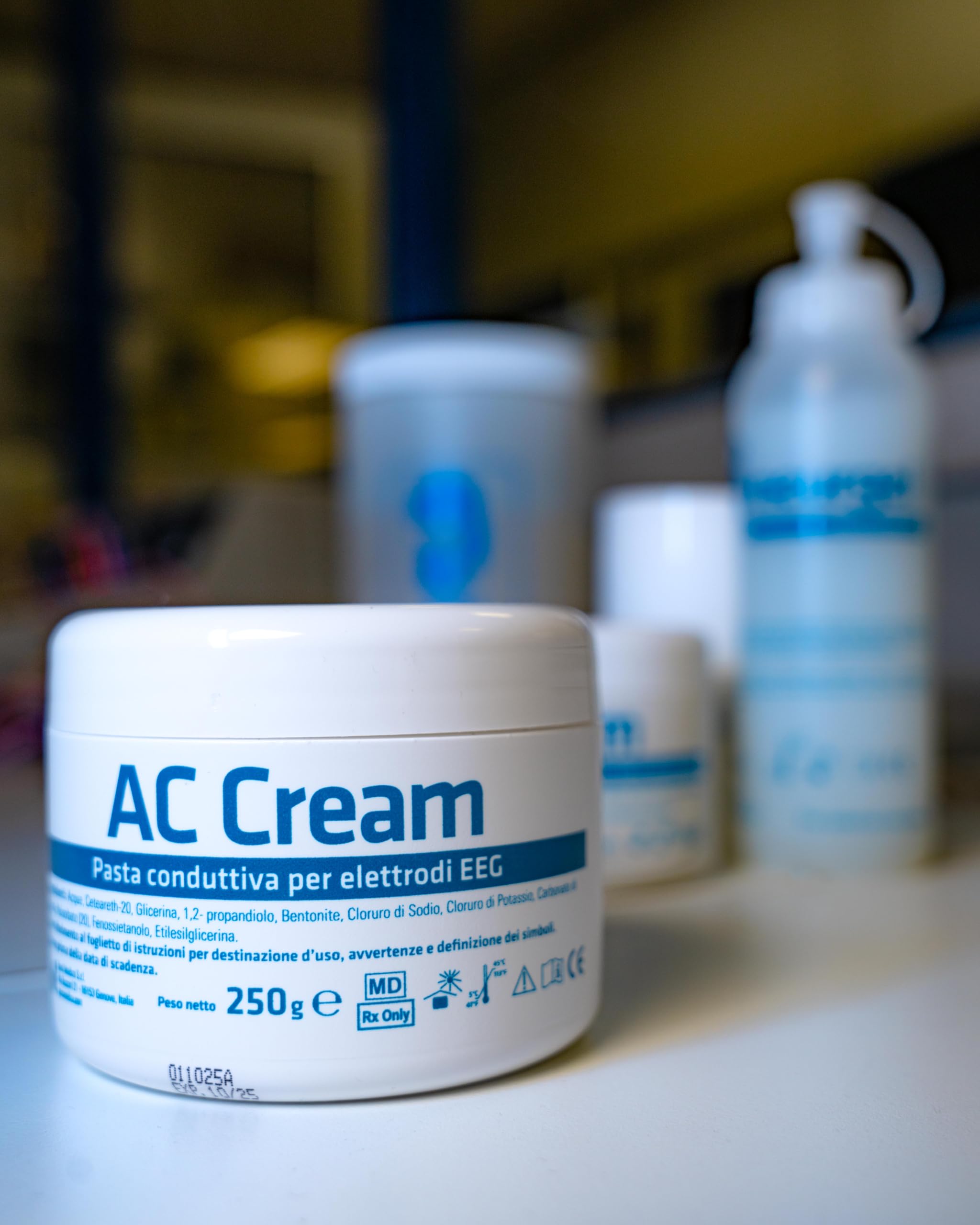 AC CREAM Pate conductrice pour électrodes/EEG, Polysomnographie, Biofeedback, Neurofeedback – Formule Hypoallergénique & Respectueuse de la Peau - 3 POTS DE 250g