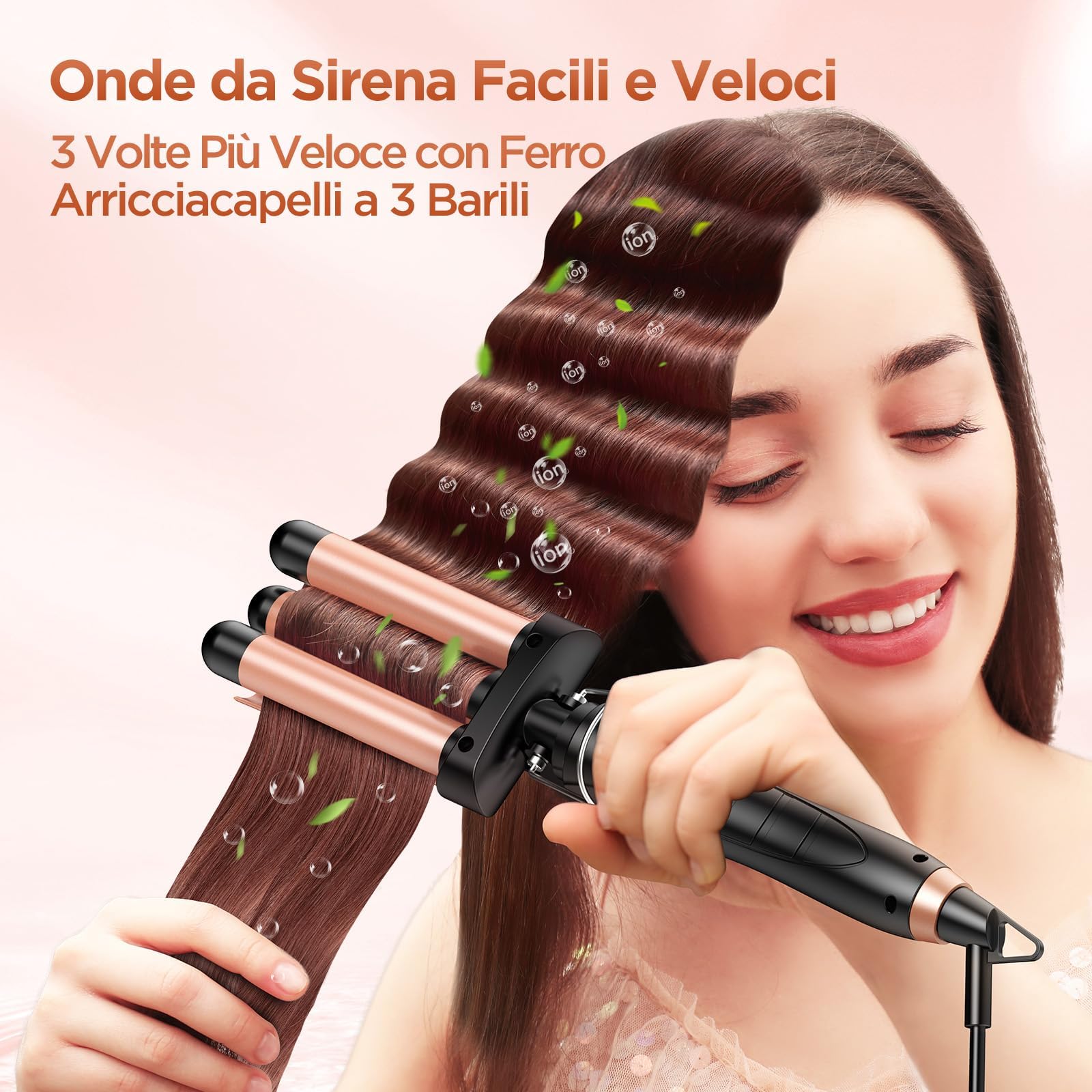 BESTOPE MIX Ferro Arricciacapelli 5 in 1 Set, Ferro Arricciacapelli Rivestimento in Ceramica, Piastra Onde per Capelli 2 Température150/210°C, Piastra per Onde con Ferri di Diverso Diametro