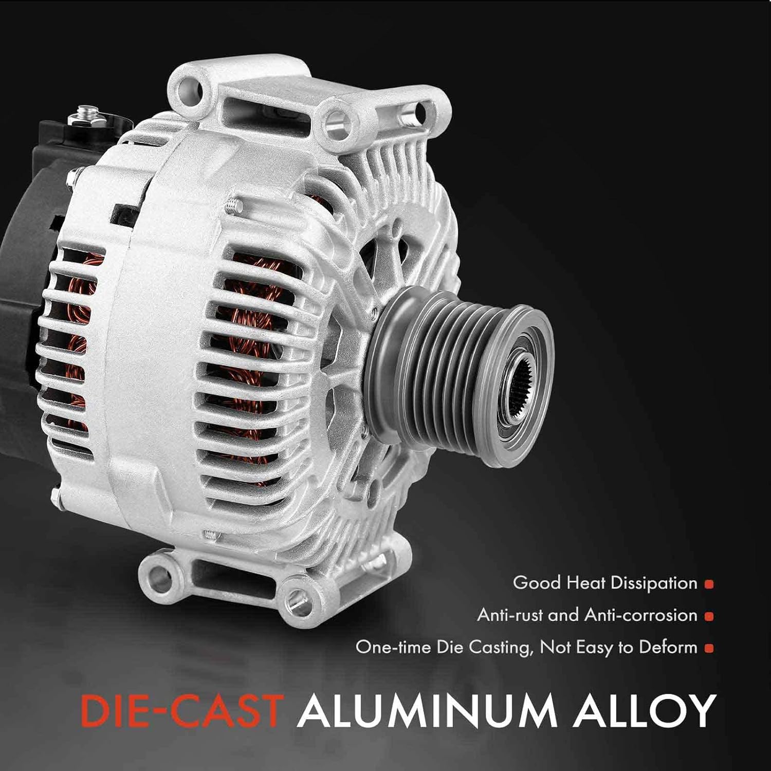 A-Premium Alternator Compatible with Jeep Grand Cherokee & Mercedes-Benz E280, E300, E320, ML320, Sprinter 2500 3500 & Dodge & Freightliner, V6 3.0L, 180A 12V CW 7-Groove Clutch Pulley