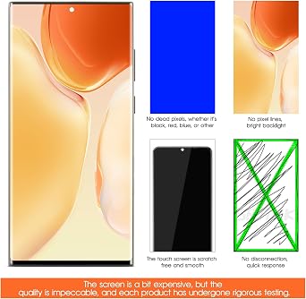 INCELL for Samsung Galaxy S22 Ultra Screen Replacement for Samsung S22 Ultra LCD Display SM-S908B SM-S908U LCD Digitizer Touch Screen Assembly with Frame TFT(Without Fingerprint,No Curved Edges)