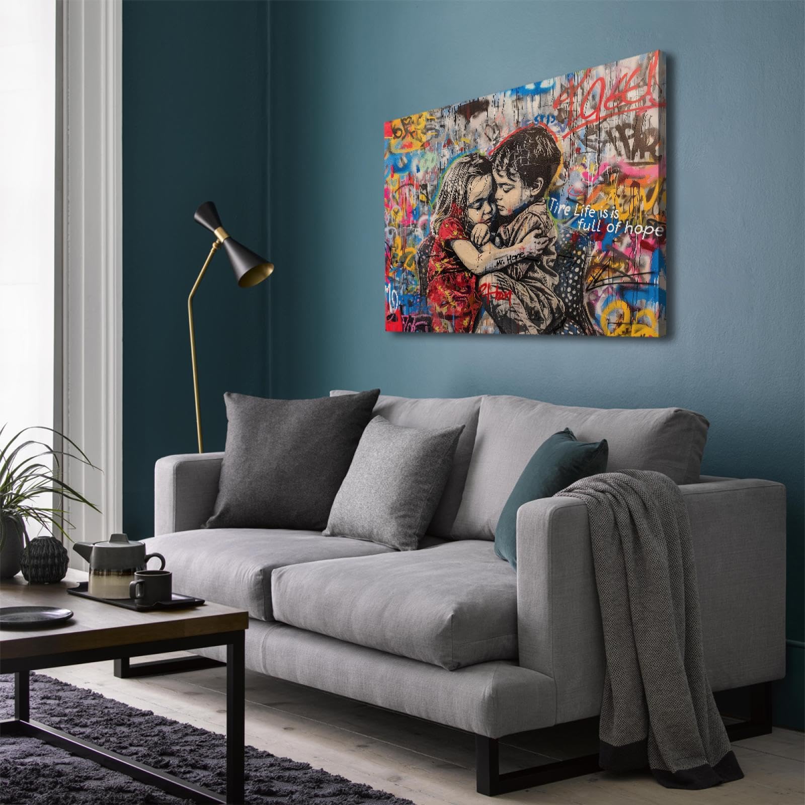 UIRINGART Citation inspirante toile art mural garçons et filles impression sur toile Wall Decor Street Graffiti affiche œuvre pour salle de classe 75x105cm Cadre intérieur