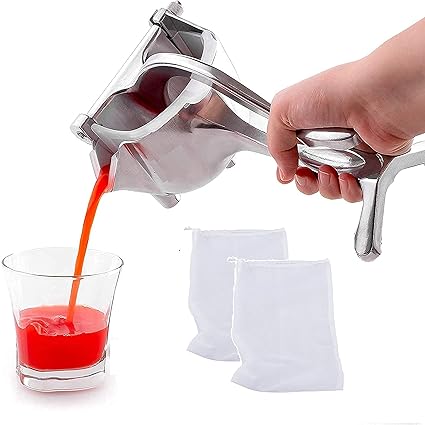 UPGRAY Aluminium Hand press juicer with Pulp Filter Bag, Manual Juicer for Fruits,Orange Juicer, Fruit Juicer, Hand Juicer Machine,Heavy Duty Juice Press Squeezer with Orange Juice Maker (Silver)