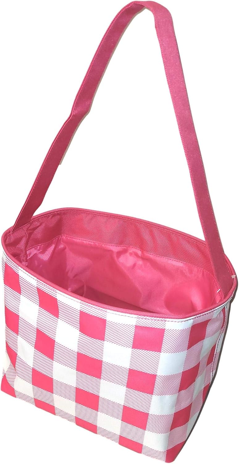 Check Fabric Bucket Basket Tote Bag - Children's Toys - Easter - Baby - Can Be Personalized