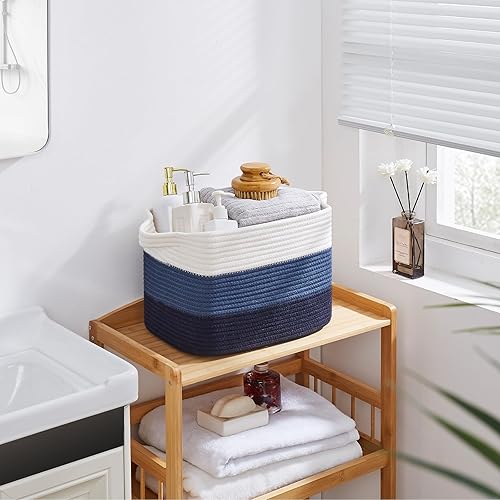 Miniatura 7 de OIAHOMY Cesta de almacenamiento, cestas tejidas para almacenamiento, cesta de cuerda de algodón para juguetes, cestas de toalla para baño, paquete
