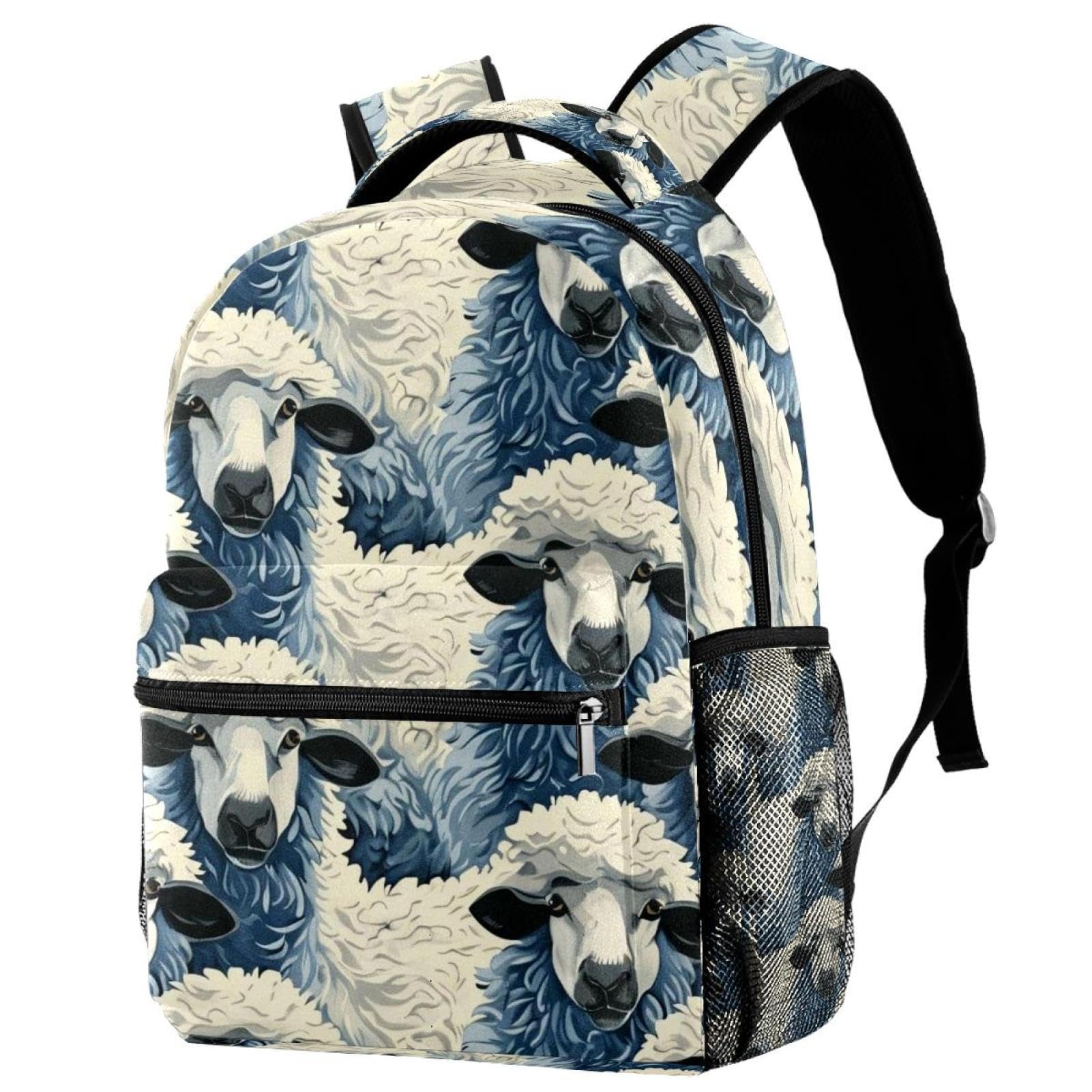Sac à dos rétro motif mouton multicolore taille unique pour école et voyage