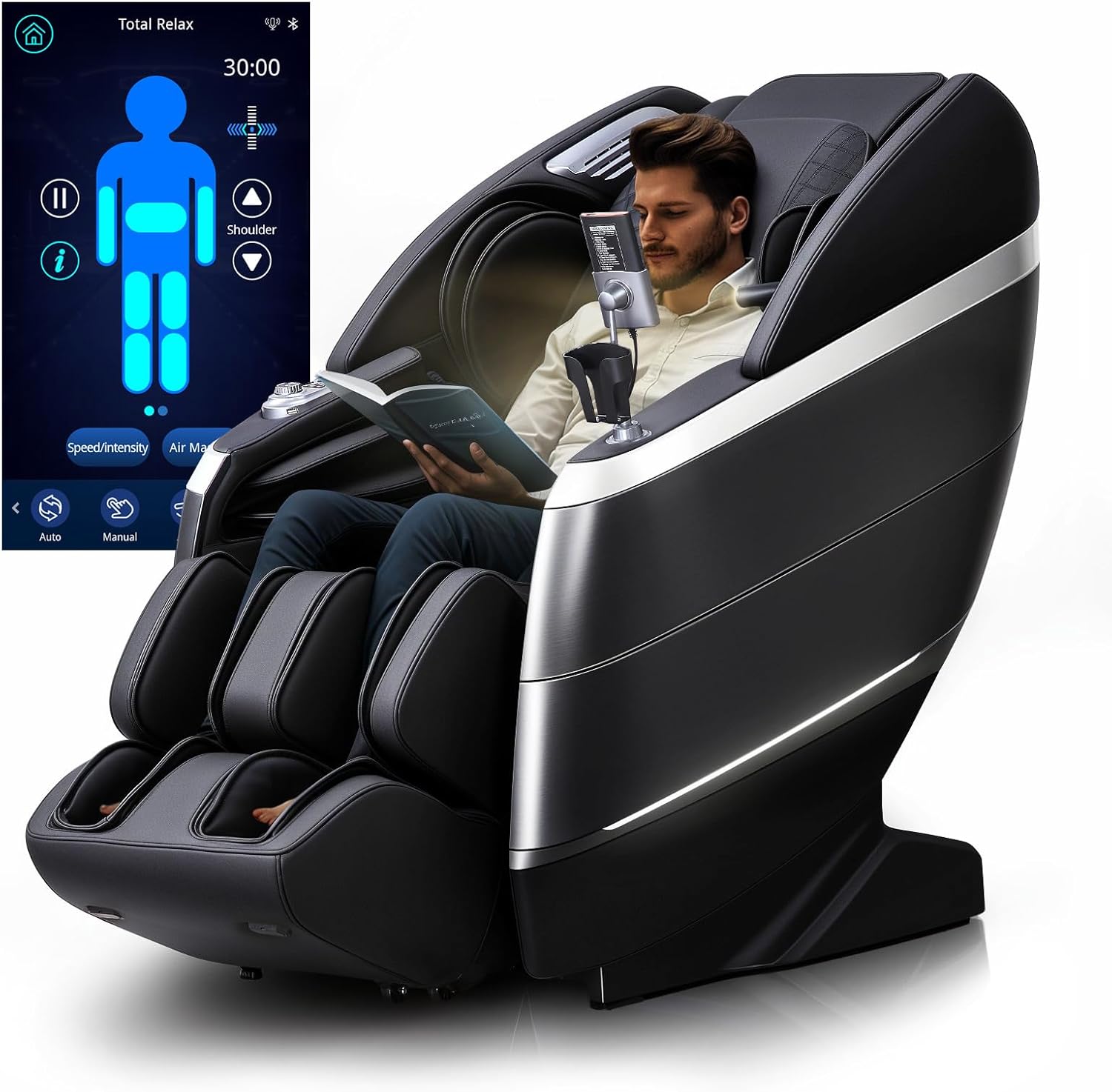 4D Massage Chair Full Body, 166° Flexible Track, 18 Modes, 11Technique, 36 Airbag Massage, with Yoga Stretch, Foot Massage, Zero Gravity Massage Recliner(Black)