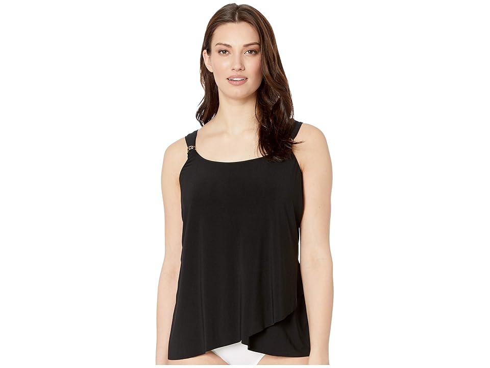 

Miraclesuit Solid DD-Cup Dazzle Tankini Top (Black) Women's Swimwear