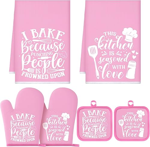 Miniatura 17 de Sratte Juego de 6 accesorios de decoración de cocina, toallas de granja, soportes para ollas, juego de 2 paños de cocina, 2 agarraderas, 2 manoplas