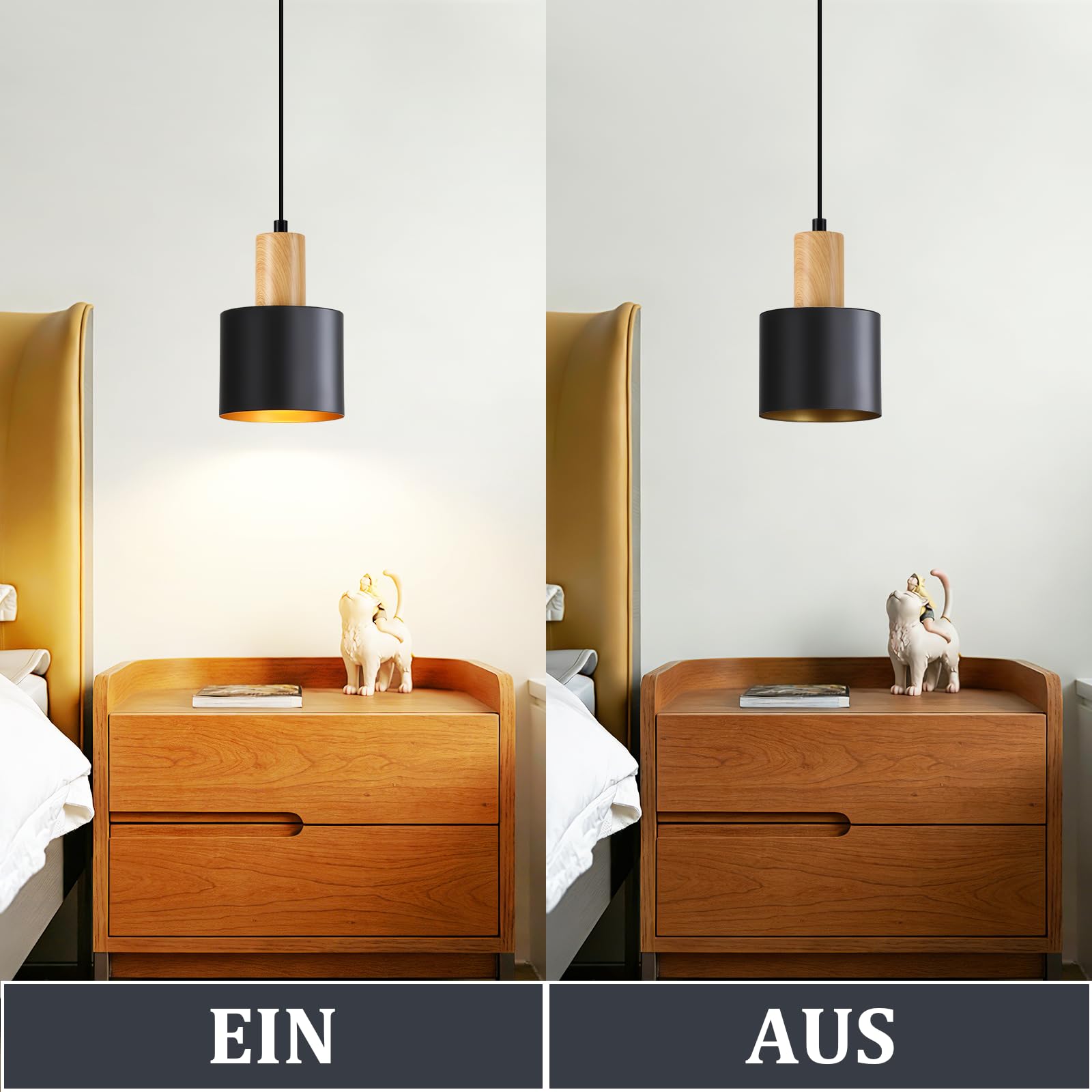 Retro Lampa Wisząca E27 Czarna - Podwieszany Wiszący żyrandol do Stółu jadalni sypialni Kuchni Wyspy, bez Żarówki