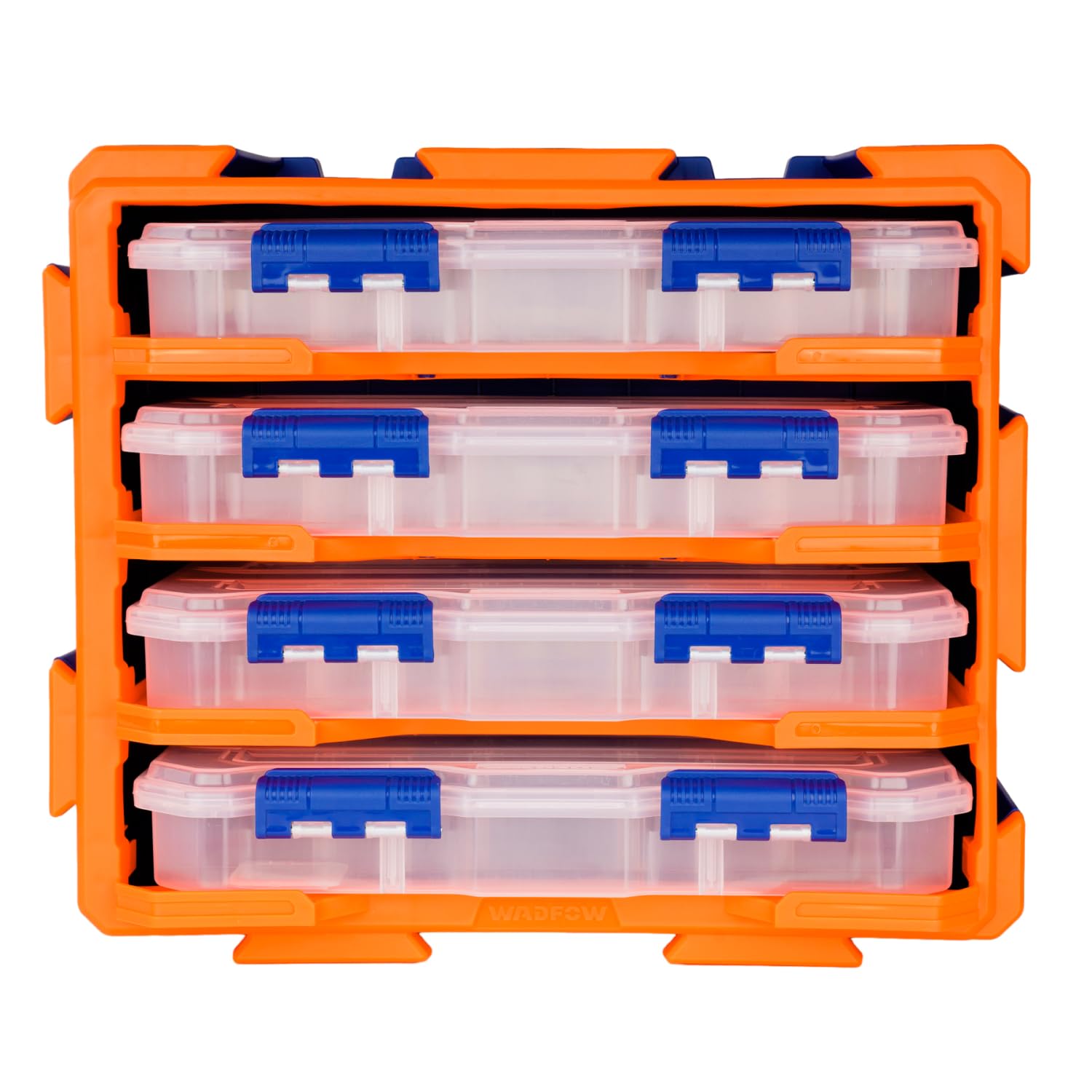 Brigros - Cassettiera Modulare 4 Cassetti Trasparenti, 38x18.2x32 CM, Porta Oggetti In Plastica, Impermeabile, Con Ruote, Per Garage O Officina