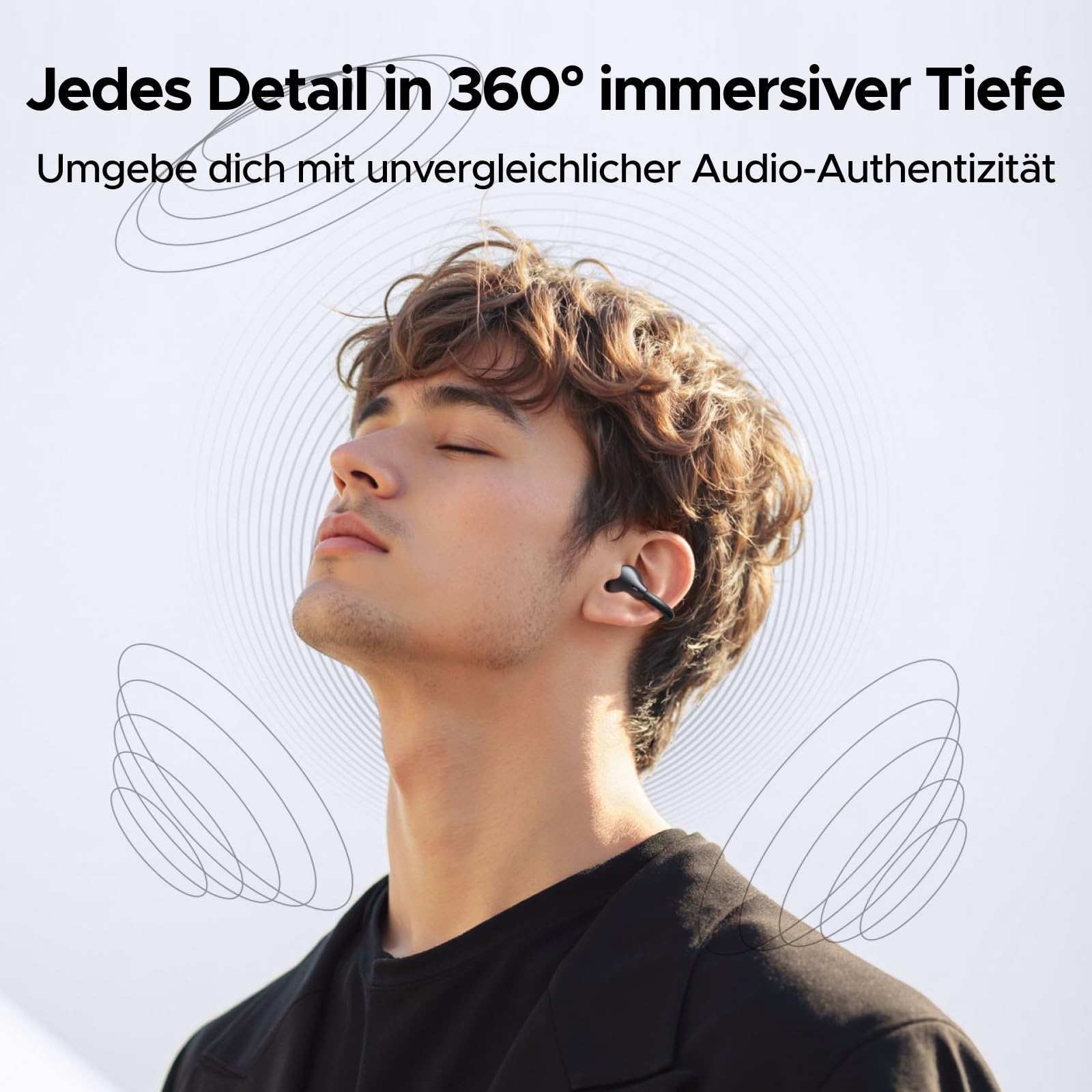 UGREEN ClipBuds Open-Ear Kopfhörer mit 4 Mikrofonen ENC Geräuschunterdrückung, 30 Stunden Akku, Bluetooth 6.0, APP-Unterstützung, IPX5 Wasserschutz, Raumklang und Gerätedoppelverbindung