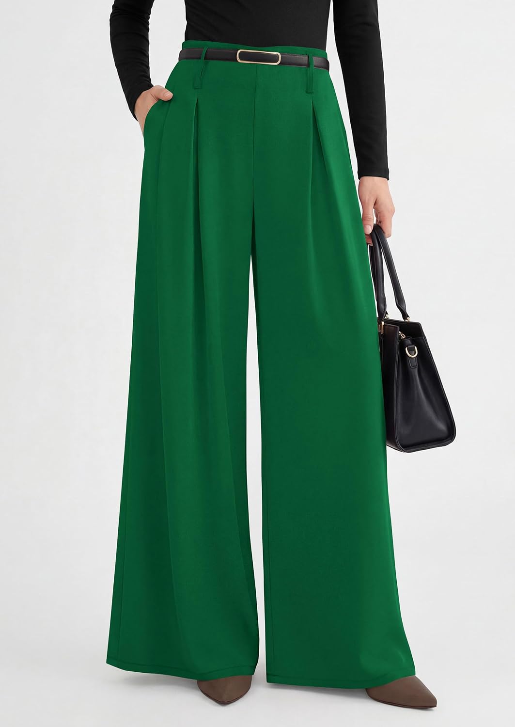 PRETTYGARDEN Womens Wide Leg Trousers 2026 Elastic High Waisted Dress Pants Pleated Slacks Flowy Business Work Palazzo Pants thumbnail