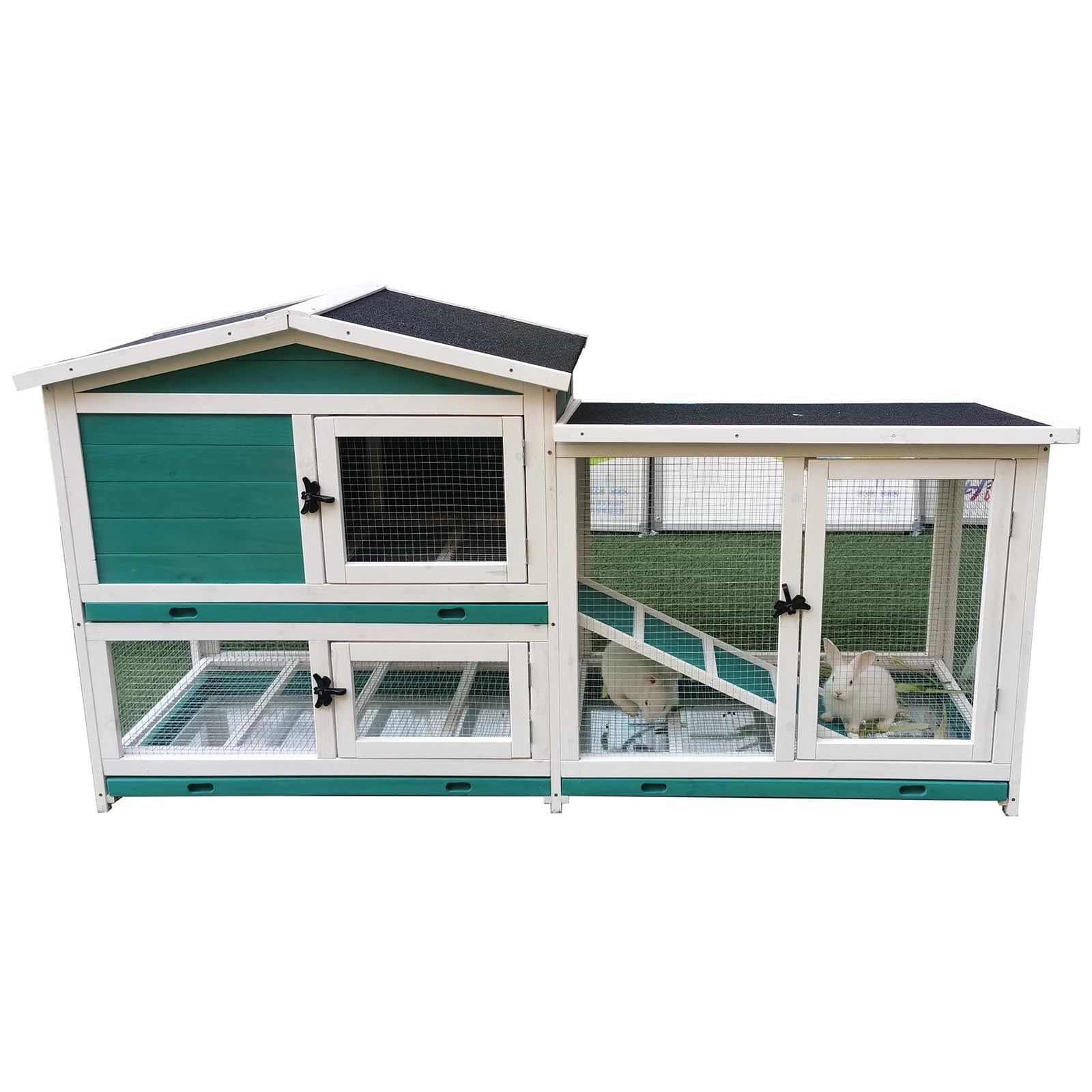 Conejera Madera Jaula De madera Conejera Jaula de conejo para interiores y exteriores, Animales pequeños casa del gato con cuarto oculto para conejos, pollitos, cobayas y erizos, A prueba de la intemp