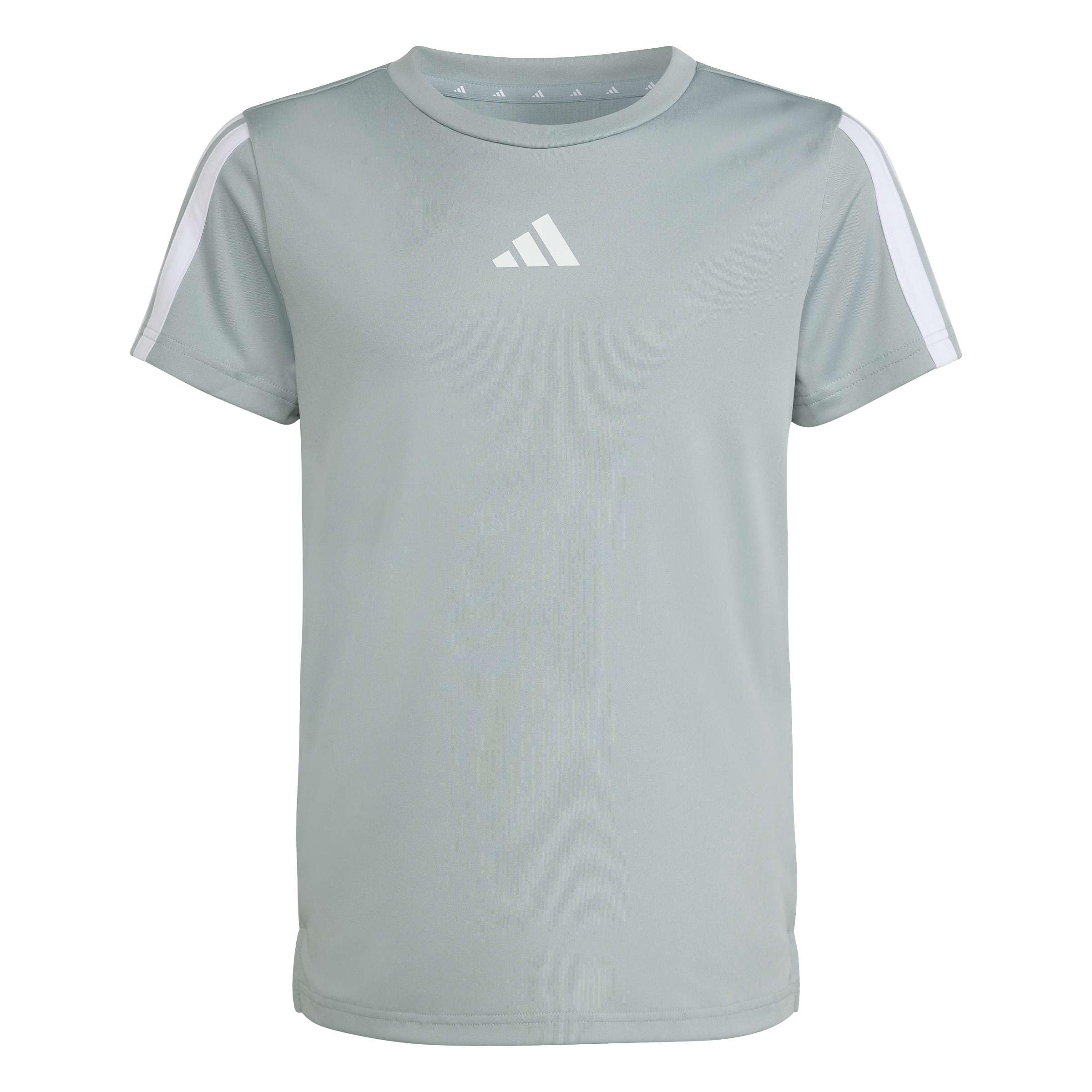adidas Girl's Train Essentials 3-Stripes Shirt, Wonder Sage/White, 5-6 Years