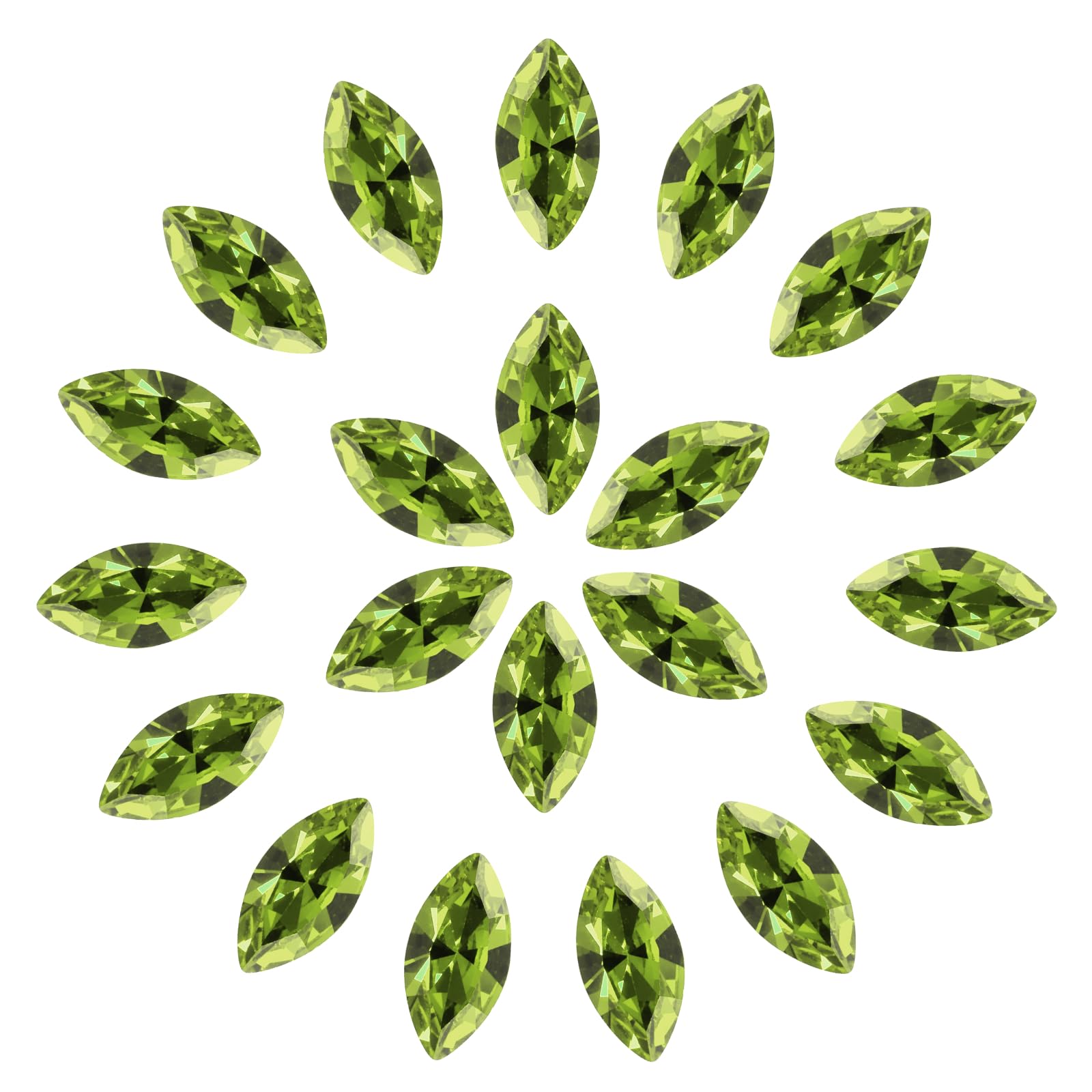 sourcing map 30 Pcs Horse Eye Shape Rhinestones, 6 x 12 mm Point Back Rhinestone Beads for Jewelry Making Crafts Costume Crystal Embellishments, Olive Green โ image 1