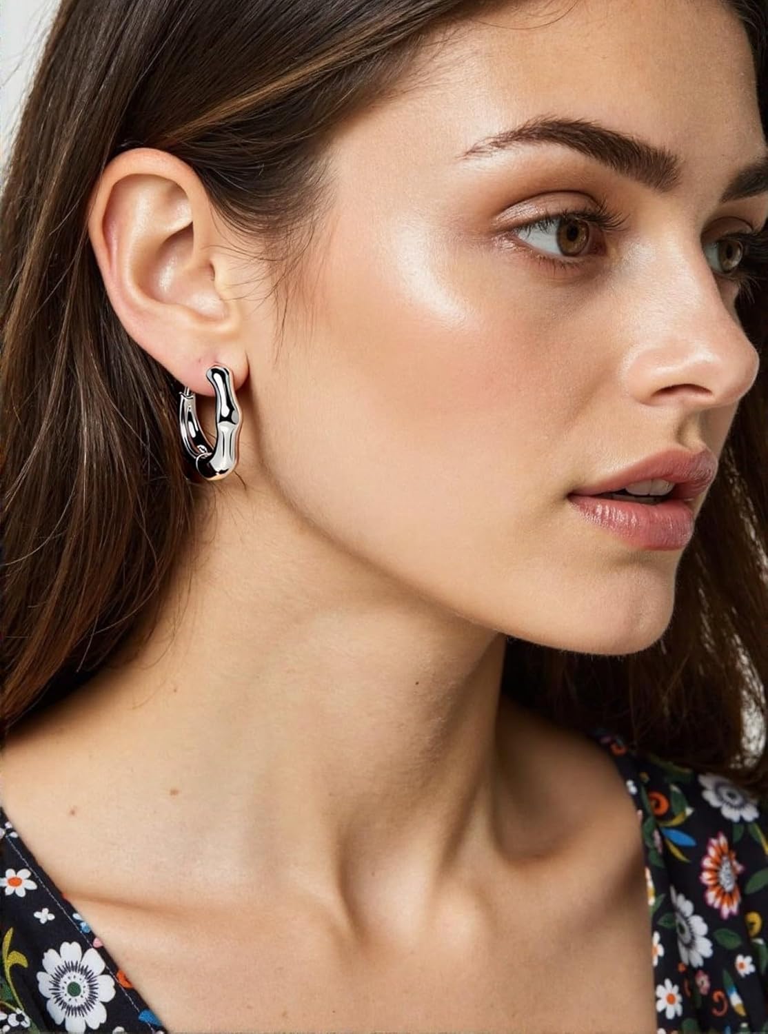 Tiny Dainty Gold & Silver Huggie Hoop Earrings for Women:Small Bamboo,Square,Twisted,Teardrop,U-Shaped Hoops, Mini Huggie Hoops in Champagne & White Gold Plated Hypoallergenic Lightweight - Image 4