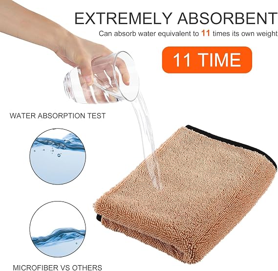 Longzhuo Shiny Wipes Shower Cleaning Cloths, Bath Towels, 3 Pack 23.62 x 12.57 Lighter Weight - Quicker to Dry - Highly Absorbent - Microfiber Hand Towels for Bathroom, Gym, Hotel, SPA (Khaki)