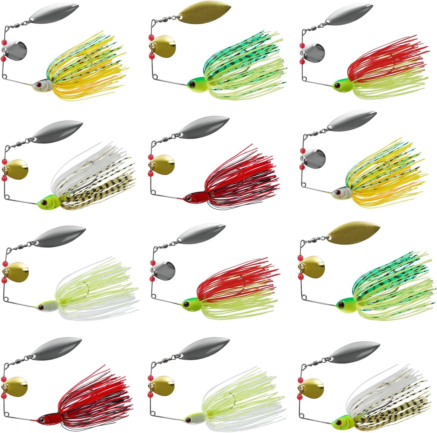 Spinner Baits Bass Fishing Lures Spinnerbaits Kit,Colorado Blades Jig Spinner Bait Lures Multicolor Buzzbait Swimbait Spinnerbait for Bass Trout Salmon Pike Crappie Fishing
